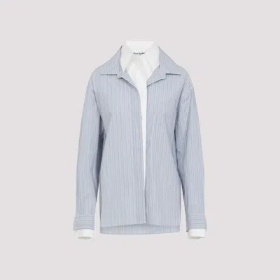 Acne Studios Womens Blue White Layered Striped Cotton-poplin Shirt In Brown