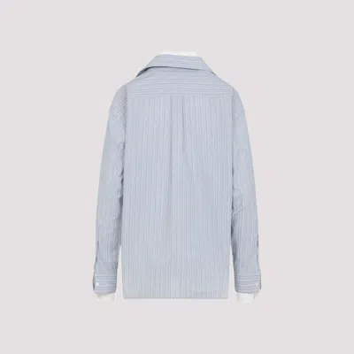 Acne Studios Womens Blue White Layered Striped Cotton-poplin Shirt In Brown