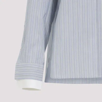 Acne Studios Womens Blue White Layered Striped Cotton-poplin Shirt In Brown