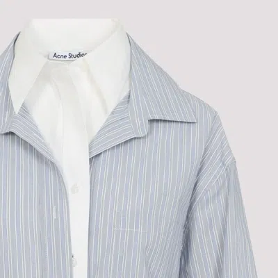 Acne Studios Womens Blue White Layered Striped Cotton-poplin Shirt In Brown