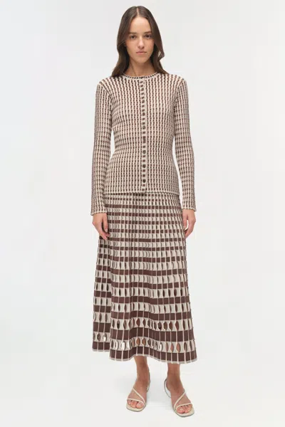 Simkhai Women's Larken Knit Midi Skirt In Chocolate Multi In Brown