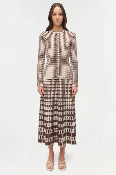 Simkhai Women's Larken Knit Midi Skirt In Chocolate Multi In Brown