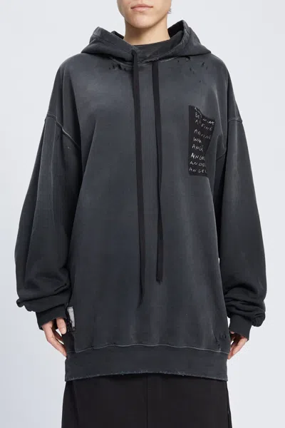 Ann Demeulemeester Annemarie High Comfort Hoody With Printed Patches In Gray