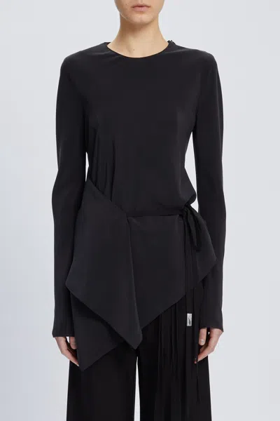 Ann Demeulemeester Deana Long Sleeve Asymmetric Top In Black