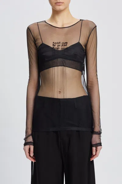 Ann Demeulemeester Long Sleeve Top In Black