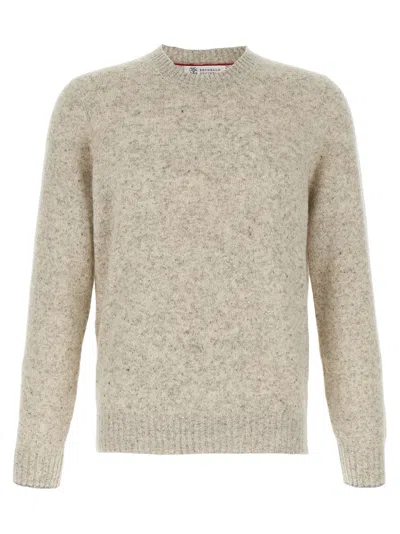 Brunello Cucinelli Irregular Coloration Flecked Alpaca Sweater Clothing In Gray