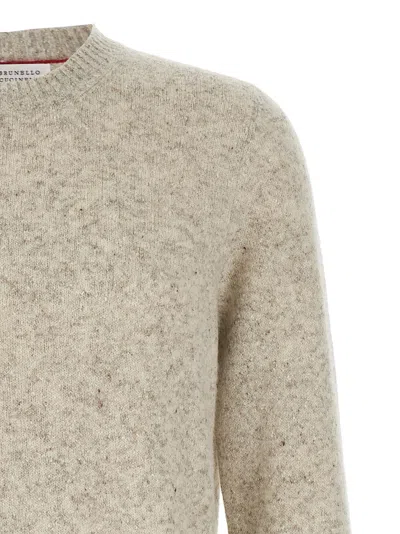 Brunello Cucinelli Irregular Coloration Flecked Alpaca Sweater Clothing In Gray