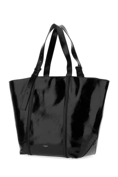Golden Goose Glossy Black Tote Bag With Structured Silhouette In Black