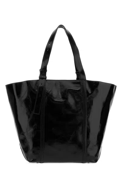 Golden Goose Glossy Black Tote Bag With Structured Silhouette In Black