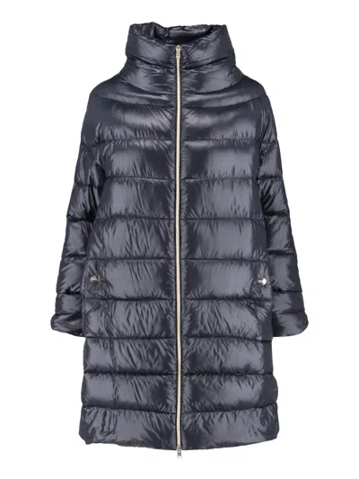 Herno Down-feather Mid-length Coat In Black