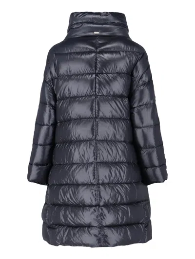 Herno Down-feather Mid-length Coat In Black