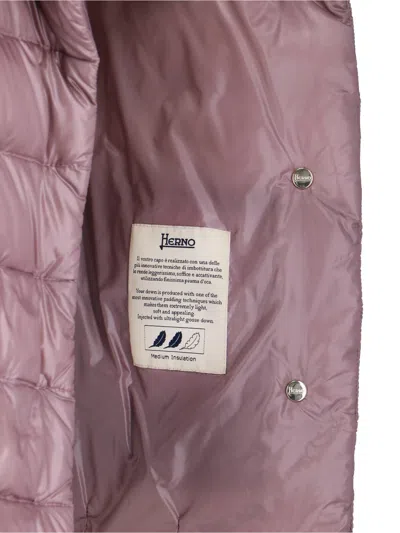 Herno Quilted Turtleneck Puffer Coat In Pink