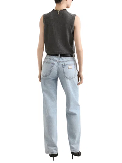 Dolce & Gabbana Cashmere Sleeveless Top Ribbed Hem