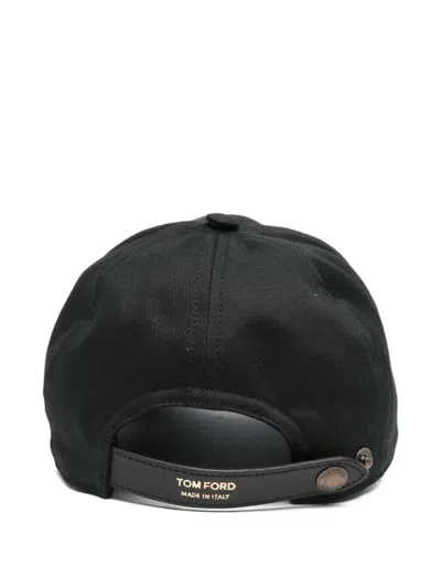 Tom Ford Black Baseball Cap With Logo Embroidery On The Front And Logo Lettering On The Rear In Cotton Man