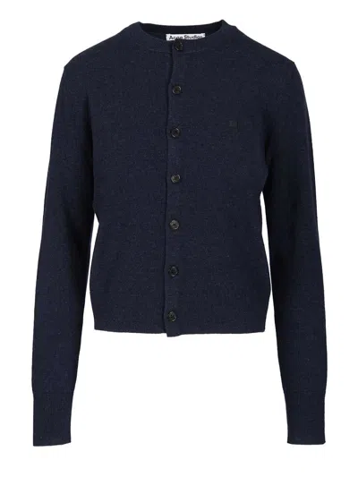 Acne Studios Crewneck Cardigan Knitwear Black In Blue