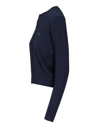 Acne Studios Crewneck Cardigan Knitwear Black In Blue
