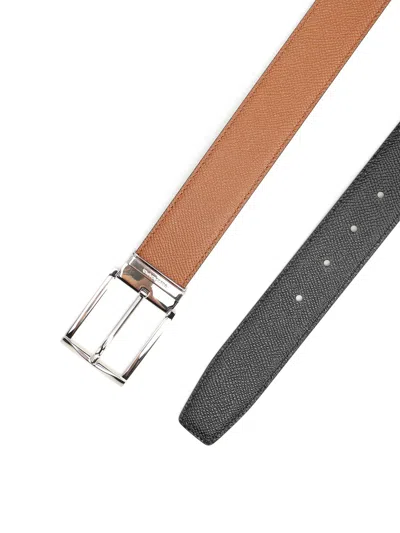 Ferragamo Double Adjus Reversible Rectangular Buckle Belts Brown