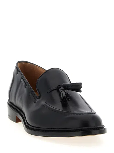 Tricker's Black Calf Leather Moccasin With Decorative Tassel In Black
