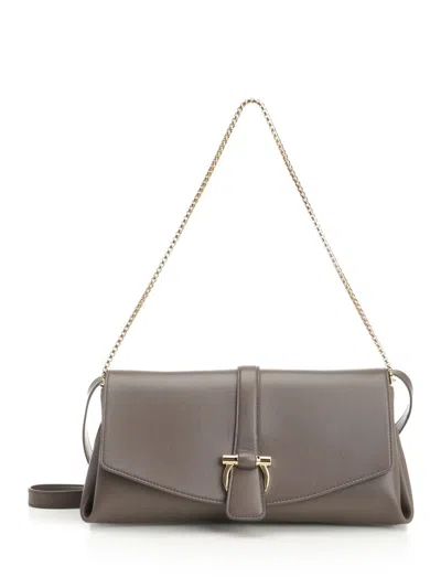 Ferragamo Gancino Pouch Medium Shoulder Bag With Shoudler Strap And Chain Shoulder Bags Grey