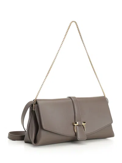 Ferragamo Gancino Pouch Medium Shoulder Bag With Shoudler Strap And Chain Shoulder Bags Grey