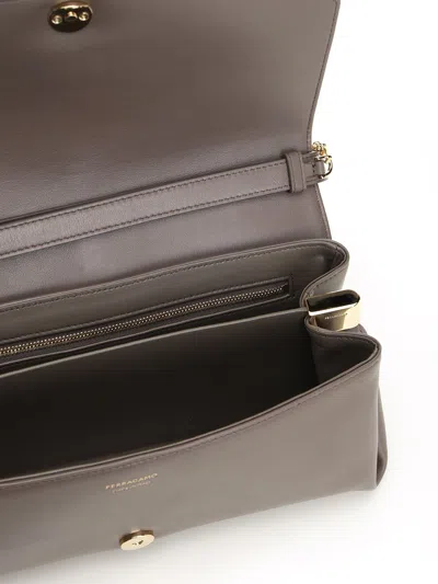 Ferragamo Gancino Pouch Medium Shoulder Bag With Shoudler Strap And Chain Shoulder Bags Grey