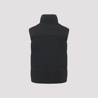 C.p. Company Black Vest With Mock Drawstring Neck And Logo Plaque On The Front In Blue