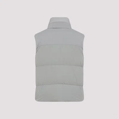 C.p. Company Padded Grey Waistcoat With Quilted Design In White