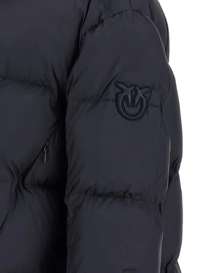 Pinko Padded Down Jacket With High Wrap-around Collar In Blue