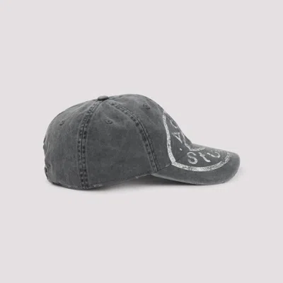 Acne Studios Distressed Curved Brim Hat With Eyelet Vents In Gray