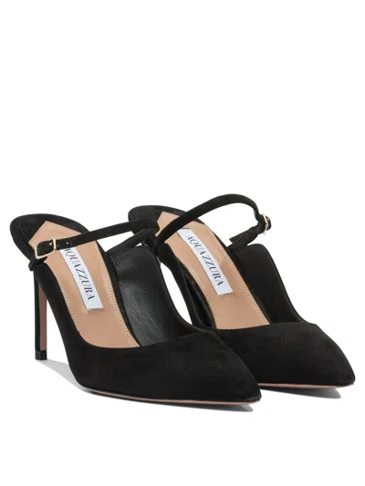 Aquazzura Strap Buckle Pointed Toe Stiletto Suede