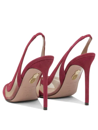 Aquazzura Mesh Panel Pointed Toe Stiletto Heel Suede Finish