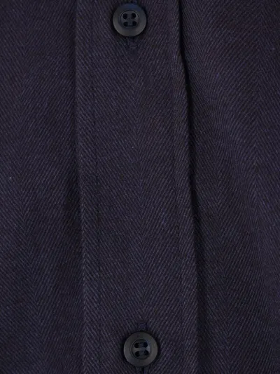 Brunello Cucinelli Button-down Cotton Blend Shirt With Straight Hem In Blue