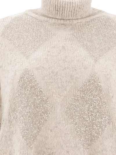 Brunello Cucinelli High Turtleneck Knitwear In Neutral