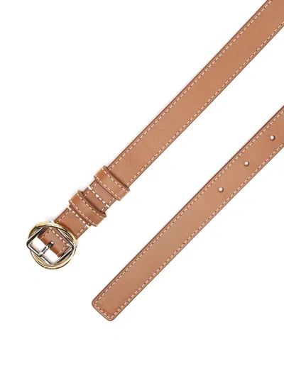 Jacquemus Adjustable Dual-tone Buckle Belt Stitching In Brown