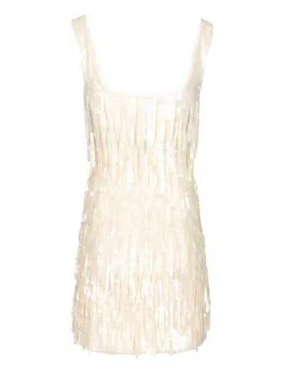 Staud Le Sable Dress Pailettes Fringe Dresses White In White