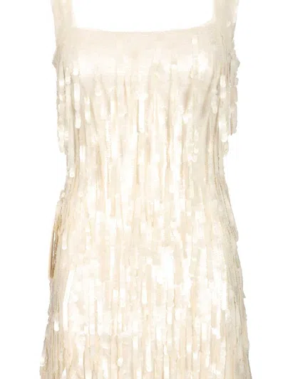 Staud Le Sable Dress Pailettes Fringe Dresses White In White