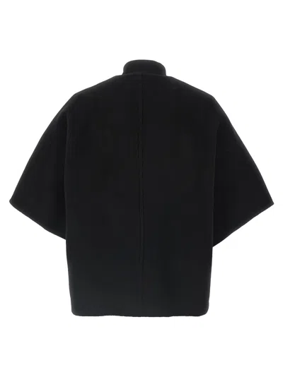 Max Mara 'leticia' Cape With High Collar And Side Pockets In Black