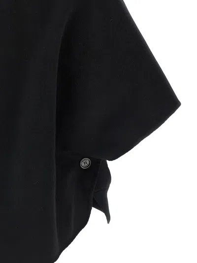 Max Mara 'leticia' Cape With High Collar And Side Pockets In Black