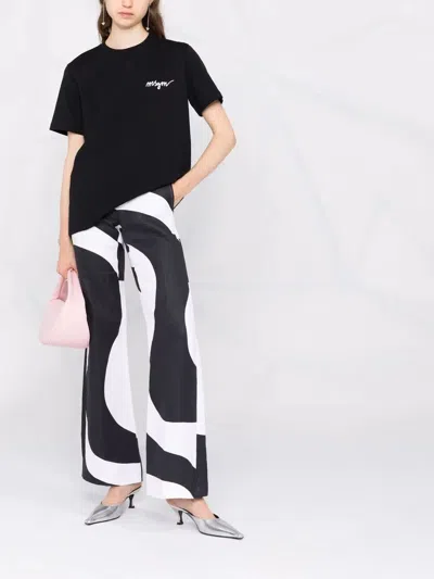 Msgm Logo Crew Neck Short Sleeve T-shirt In Black
