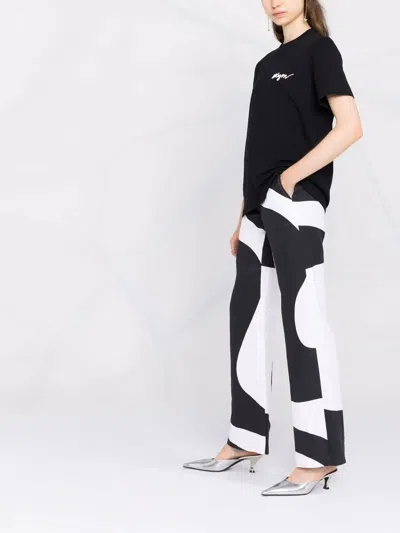 Msgm Logo Crew Neck Short Sleeve T-shirt In Black