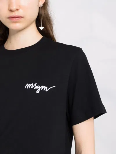 Msgm Logo Crew Neck Short Sleeve T-shirt In Black