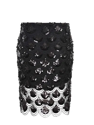Rotate Birger Christensen Black Midi Skirt Made Of Polyester. In Black