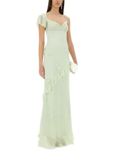 Self-portrait Self Portrait Long Georgette Dress With Floral Applique In Multi