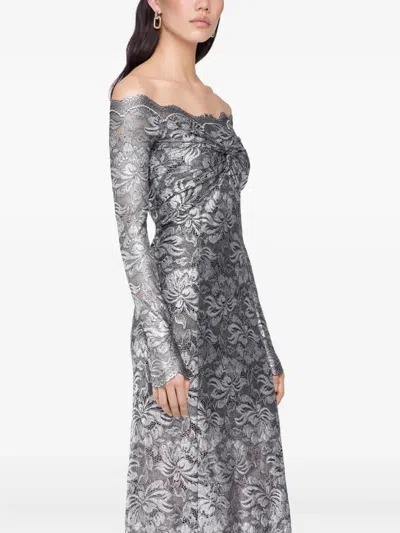 Rabanne Long Lace Dress In Gray