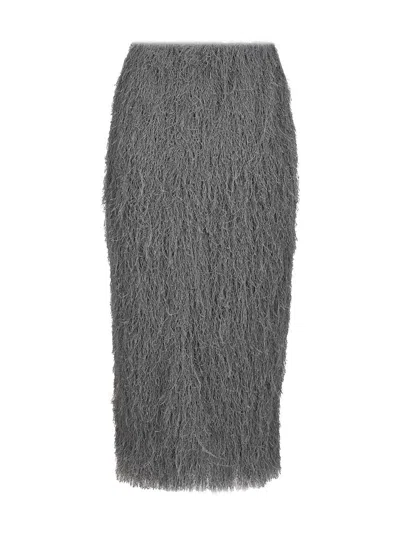 Dries Van Noten Women 'sokna Tris' Grey Skirt With Brushed Effect In Tech Fabric Woman