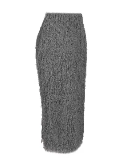 Dries Van Noten Women 'sokna Tris' Grey Skirt With Brushed Effect In Tech Fabric Woman