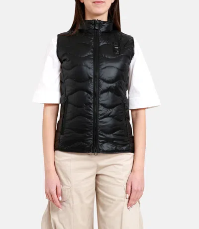 Blauer Black Polyamide Sleveless Jacket In Black