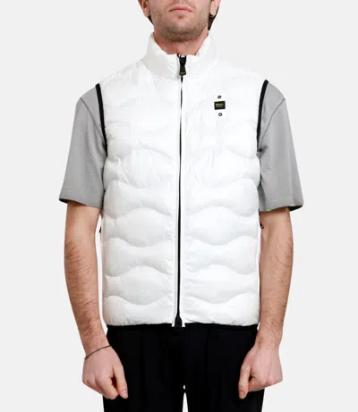 Blauer White Polyamide Sleveless Jacket In White
