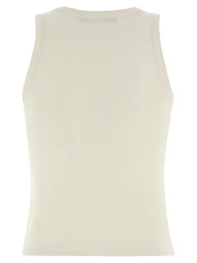 Weekend Max Mara Ribbed Crew Neck Sleeveless Top In Neutral