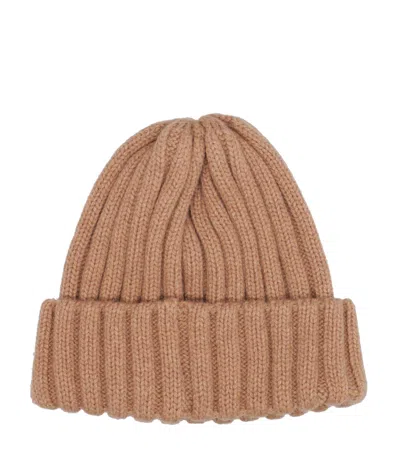Borsalino Logo-patch Ribbed Cashmere Beanie In Brown